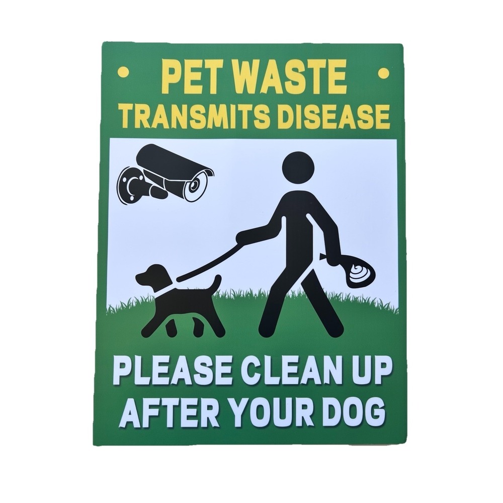 Pet Waste Yard Sign & Stake 10 x 13 Curb Animal Clean Up Poop Outdoor Supplies